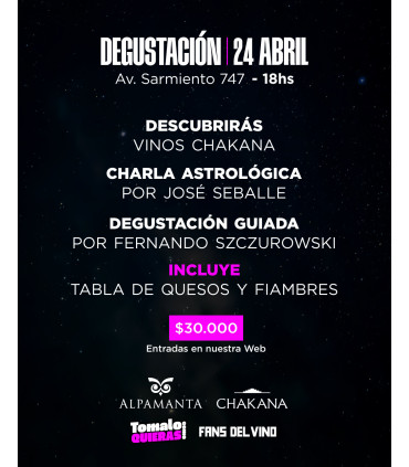 Astrología & Vino | Degustación 24 Abril en Mendoza – Chakana & Alpamanta